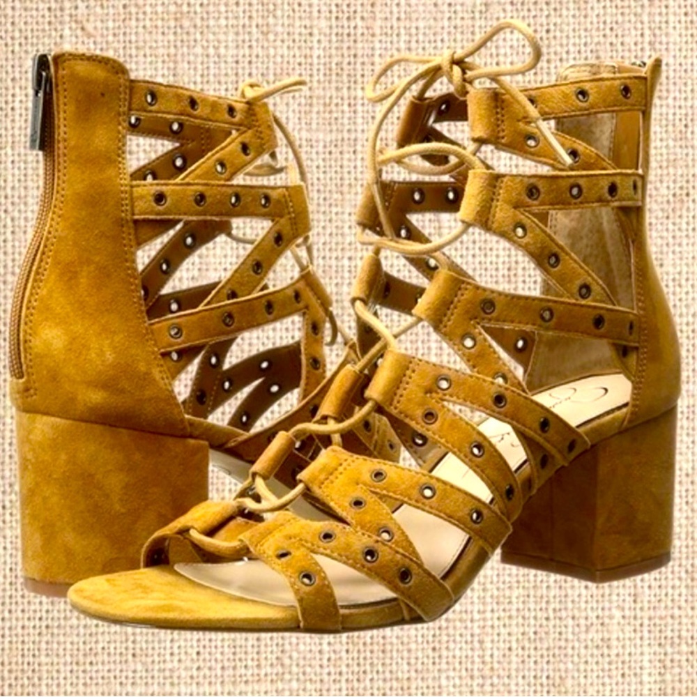 Jessica Simpson Honey Haize Ghillie Strappy Lace up Block heel Sandal